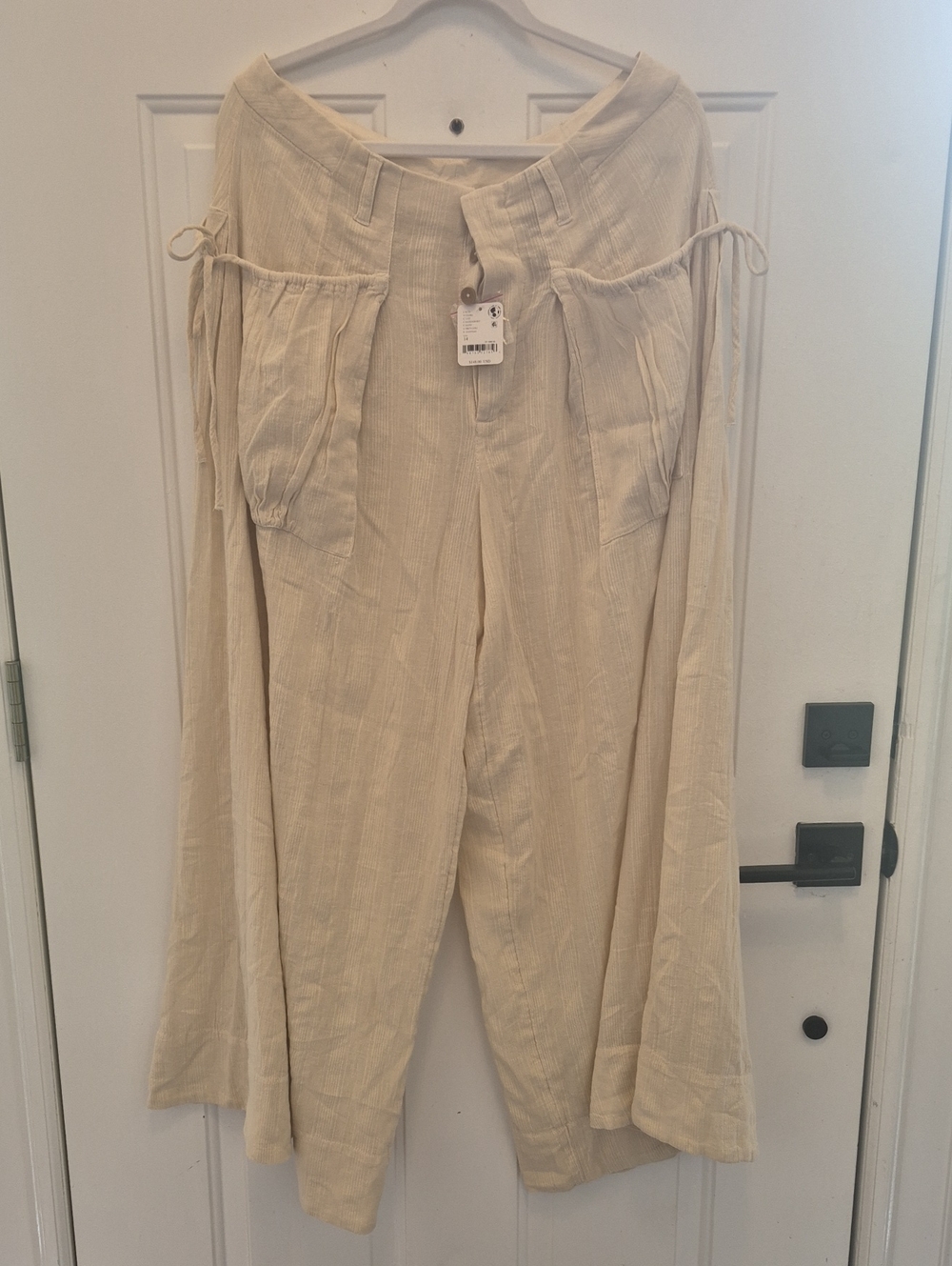 Free People Light Cream Wide-Leg Women’s Gauzy Pants Size 14 NwT